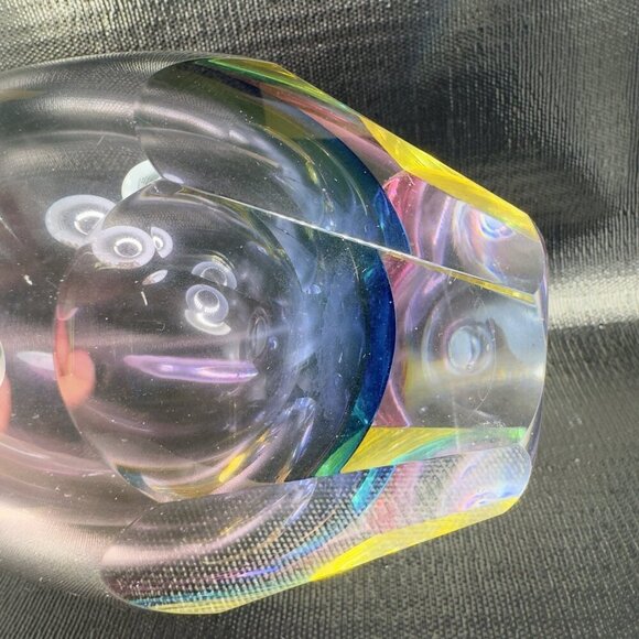 Venetian Murano Art Glass Vase Faceted Bottom Sommerso Heavy Hand Blown Glass - Picture 3 of 16